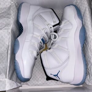 Jordan White and Blue Sneakers with Patent Leather